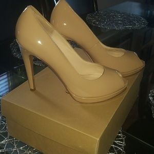 Nude Cole Haan peep toe shoes